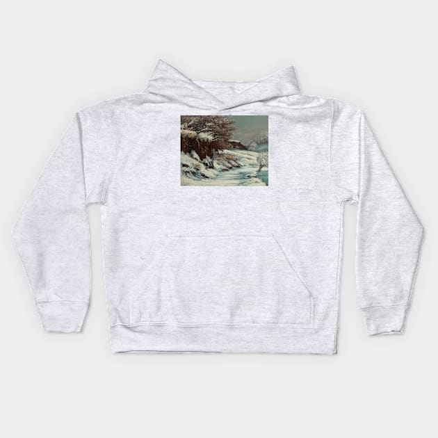 Effect of Snow by Gustave Courbet Kids Hoodie by Classic Art Stall